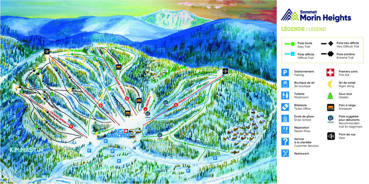 Sommet Morinheights Carte Pistes avec legende