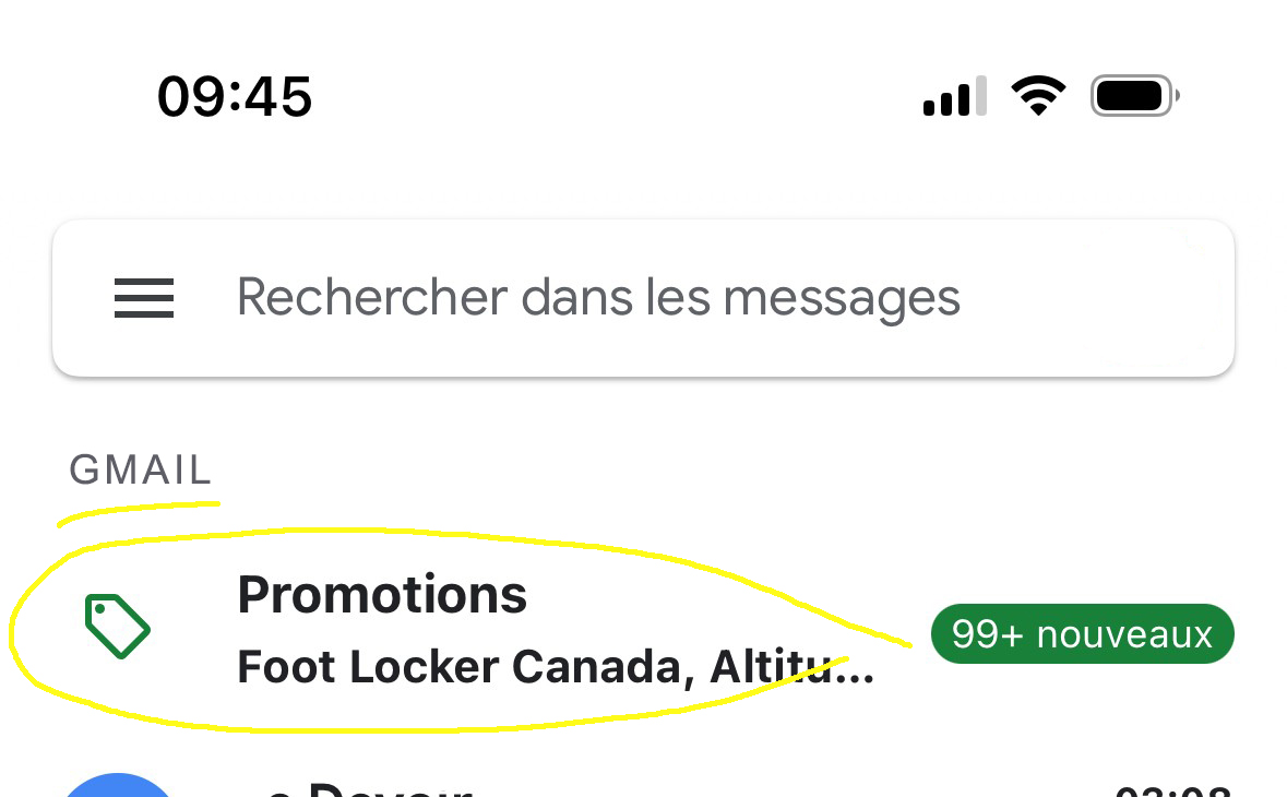 Onglet Promotions Trait