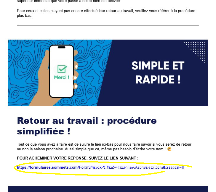 Retour Au Travail Lien Courriel Trait