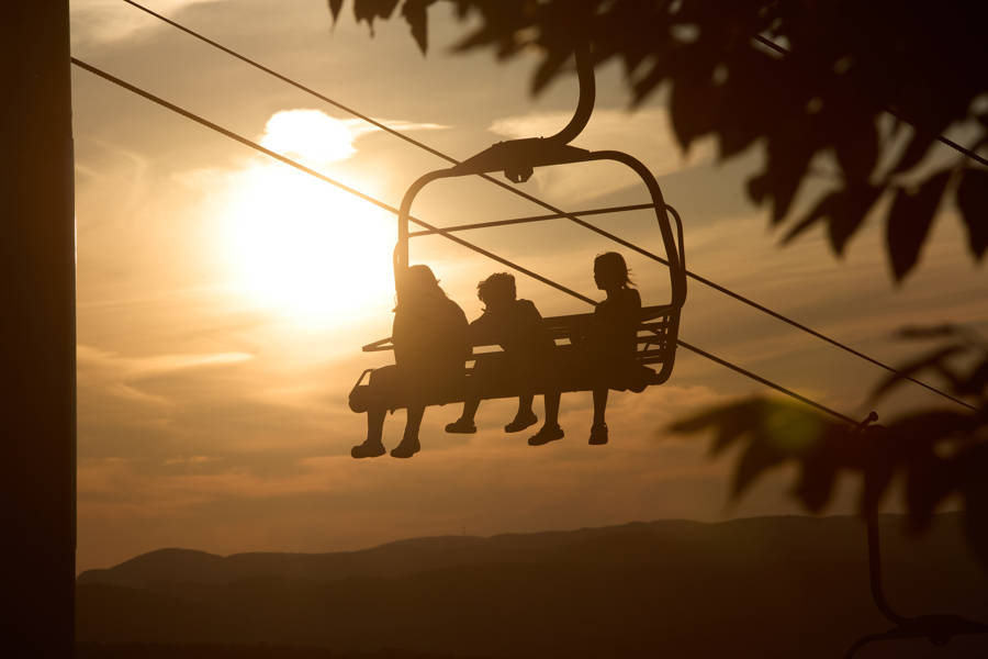Sommet Saint Sauveur Télésiège Famille Paysage Montagne Laurentides