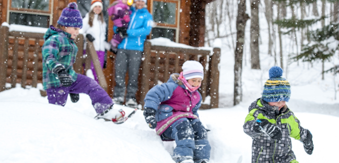 Sommet Morin Heights Hiver Raquette Enfant Cabine Famille
