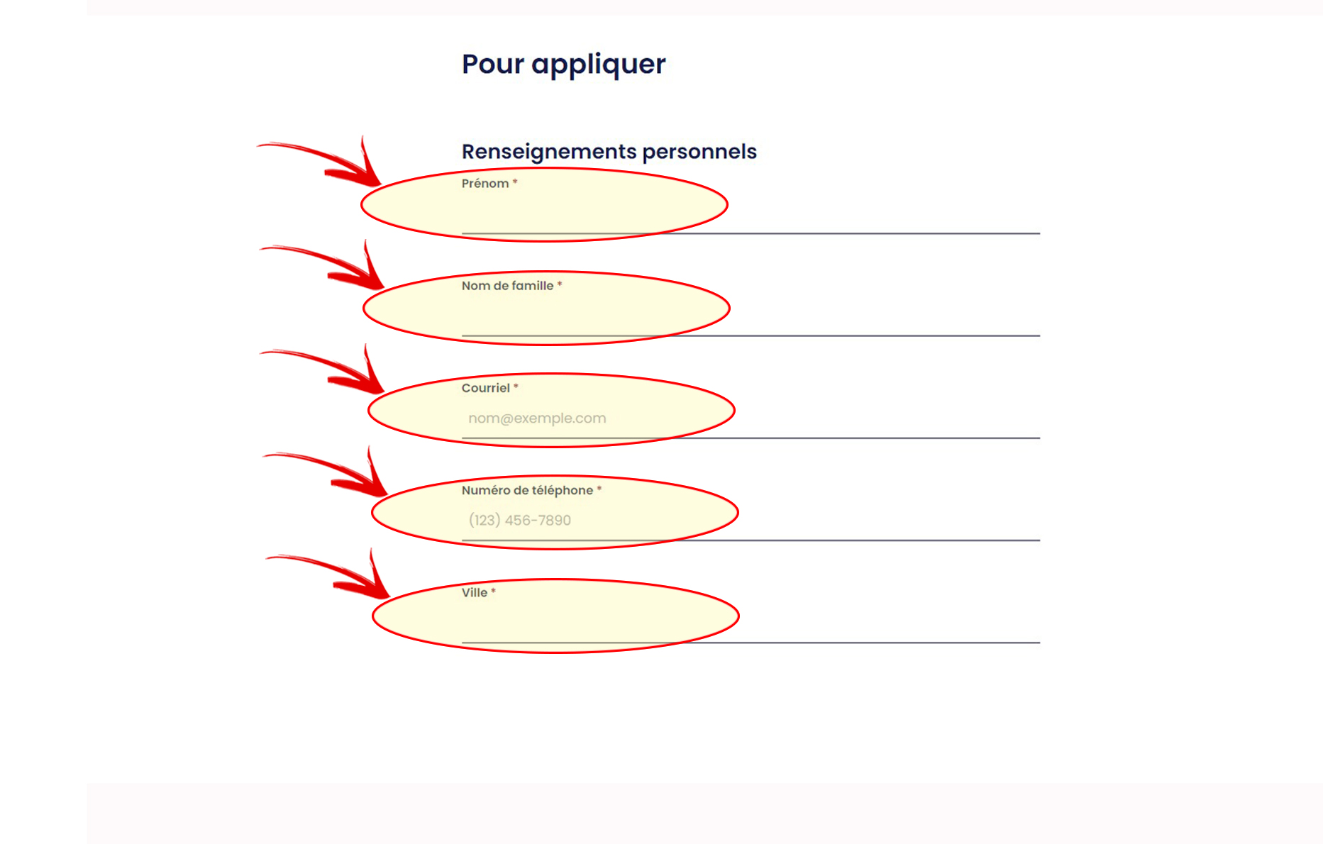 1 Pour Appliquer Renseignements Personnels