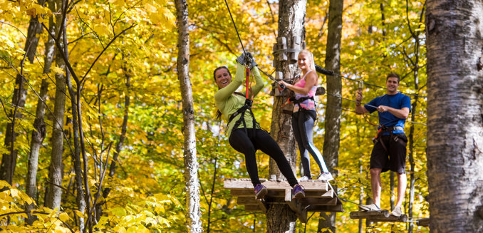 Sommet Morin Heights Acro Nature Automne Hebertisme Adulte Jour Tyrolienne
